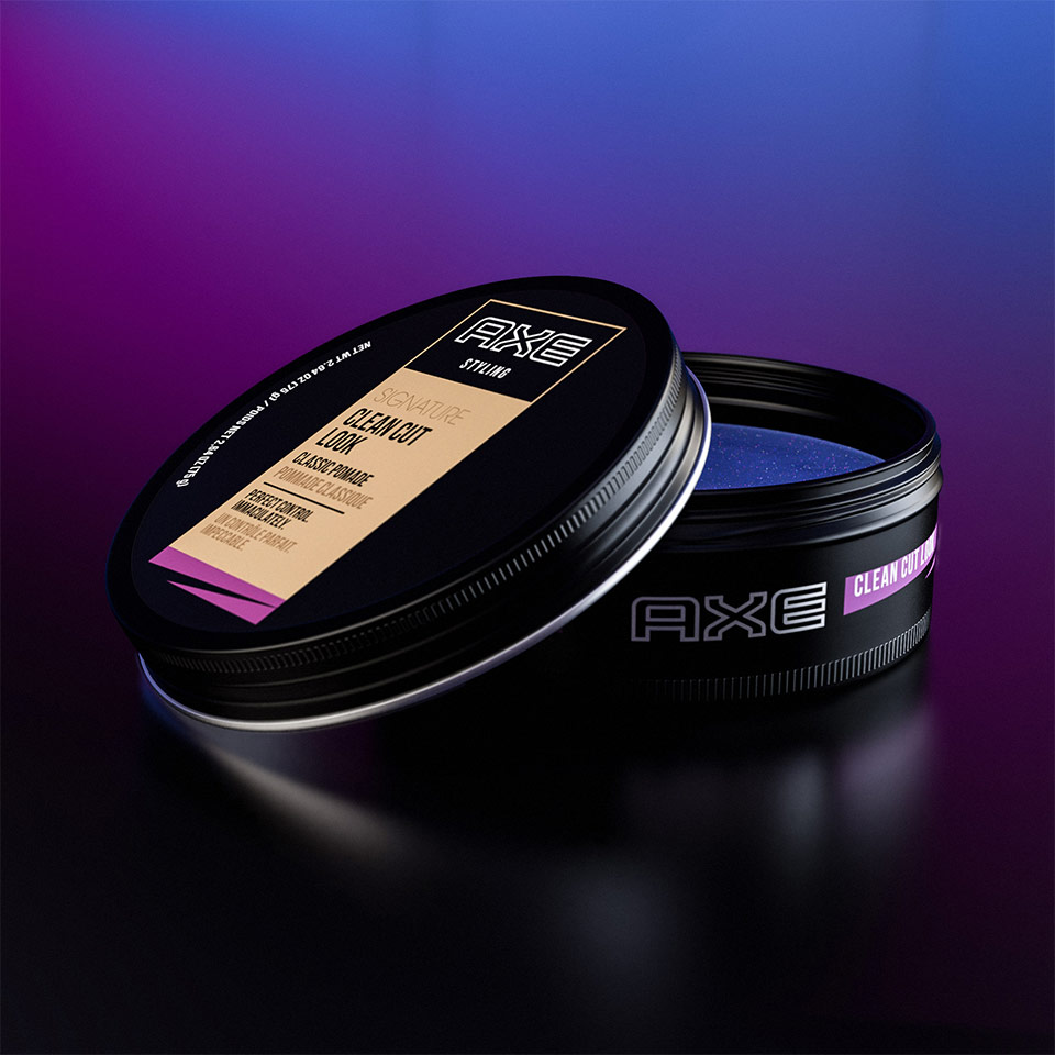 A render of a can of Axe styling gel.