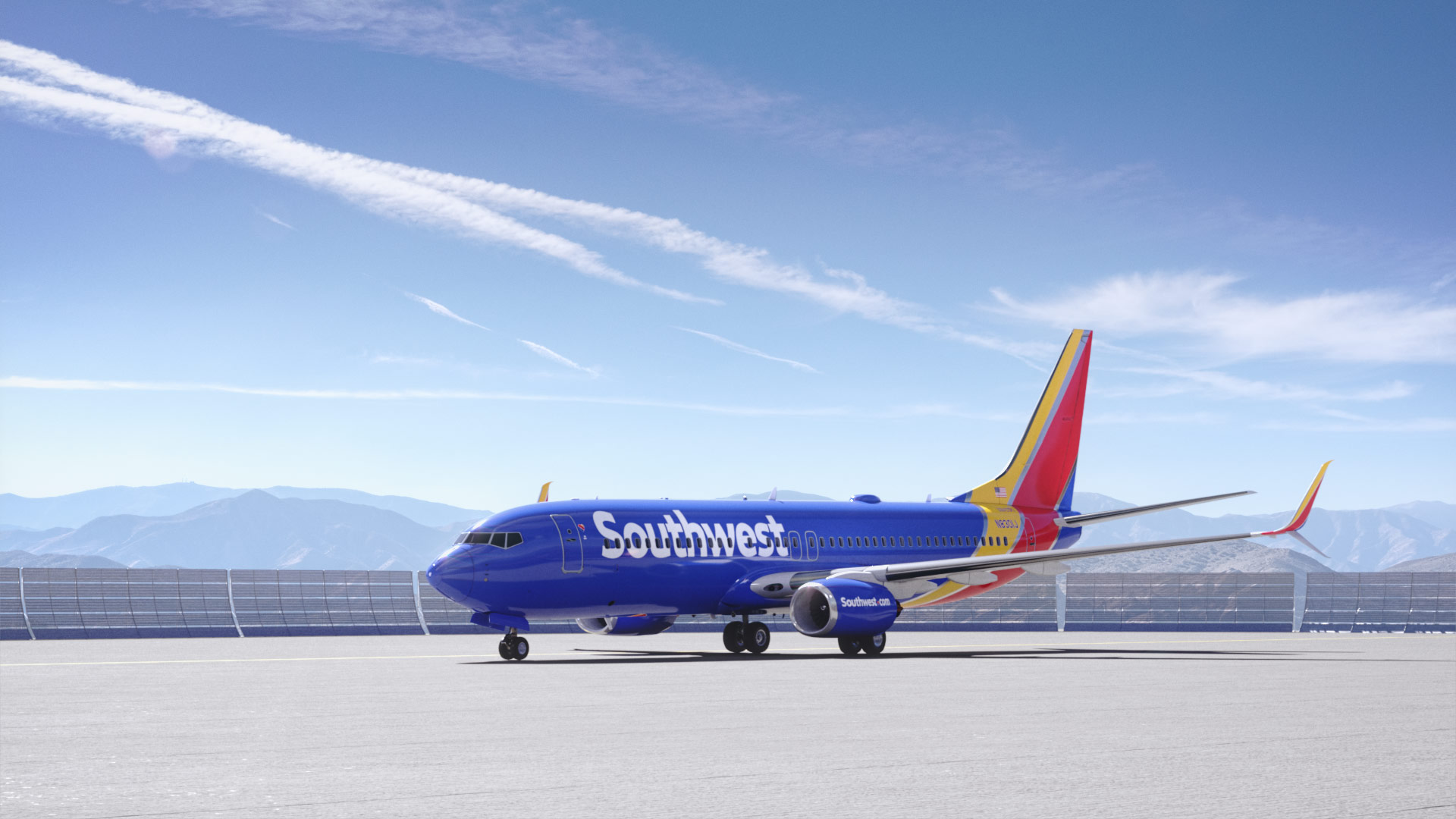 A rendering of a Southwest Airlines aircraft.