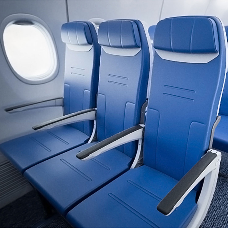 A rendering of the seats on a Southwest Airlines aircraft.