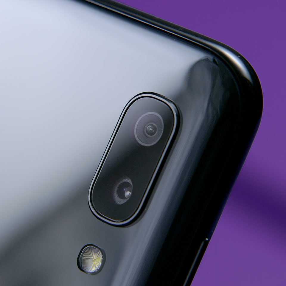 A closeup shot of a smart phone camera.
