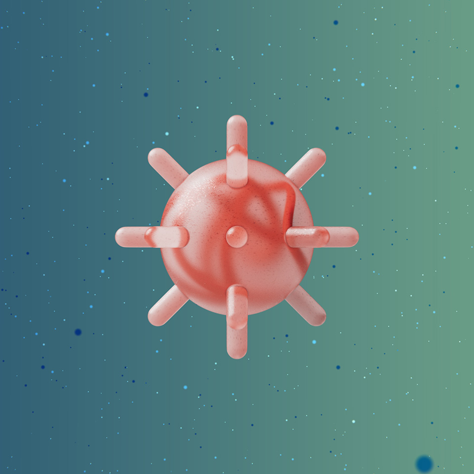 A minimalistic representation of a virus.