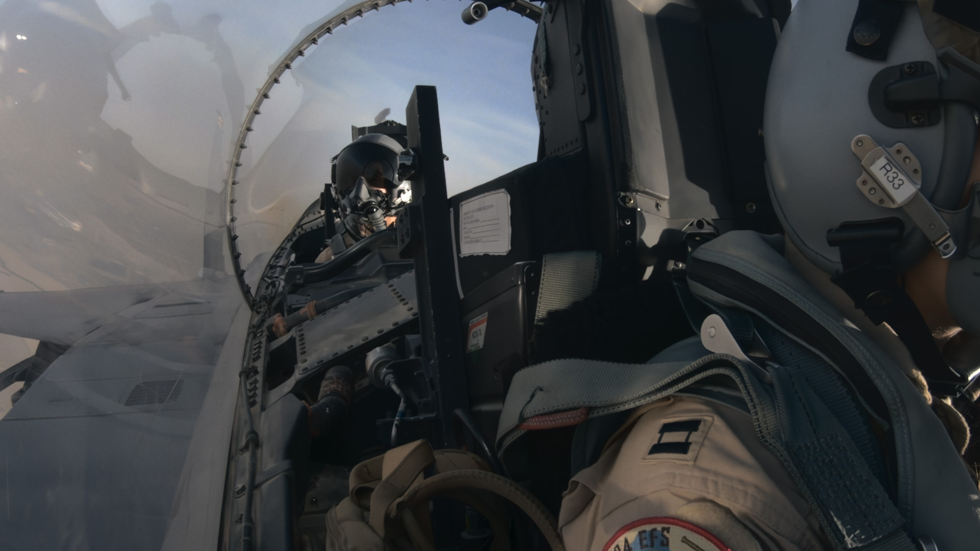 Fighter pilots in a F-15E