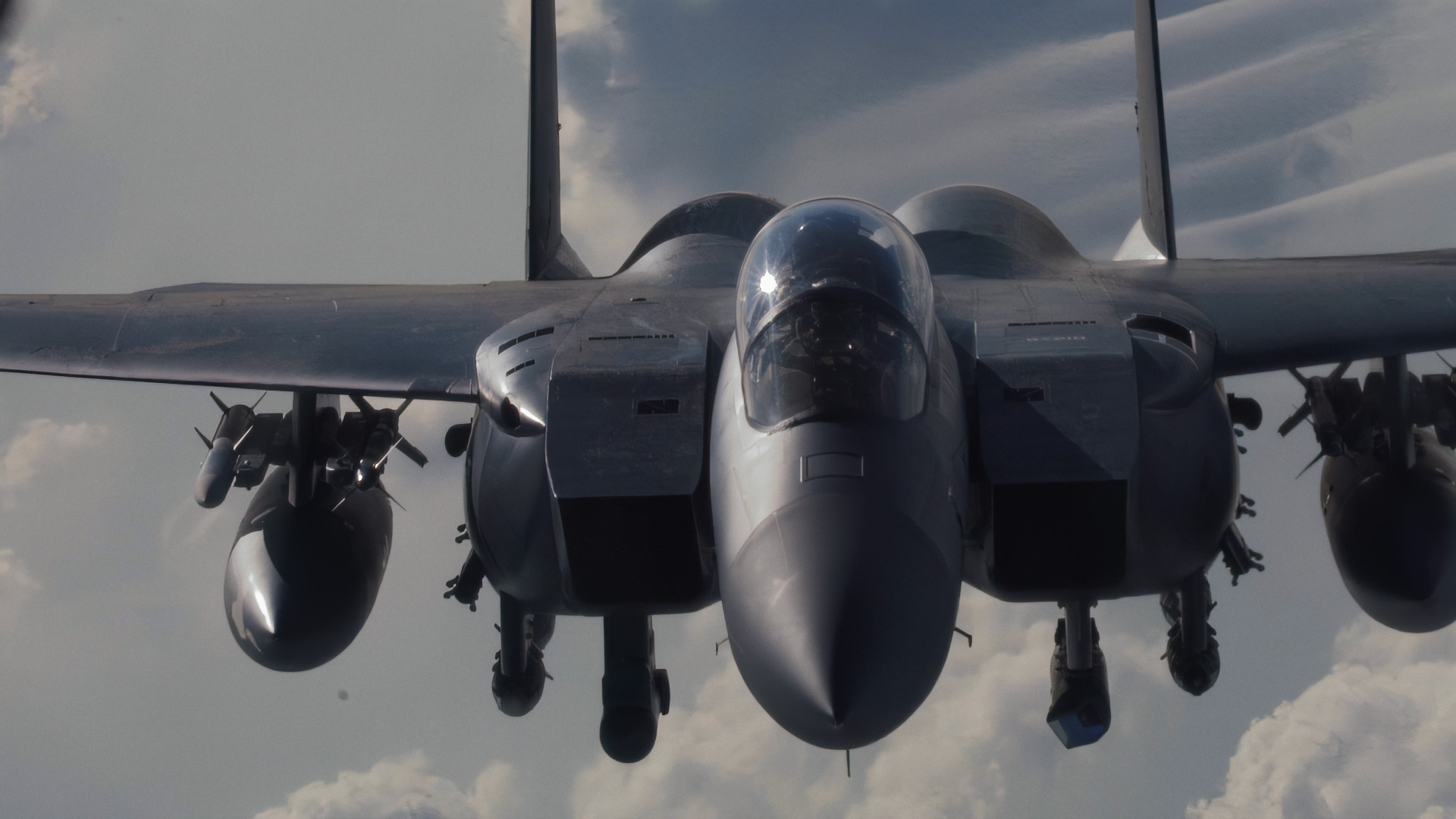 A closeup of a F-15E