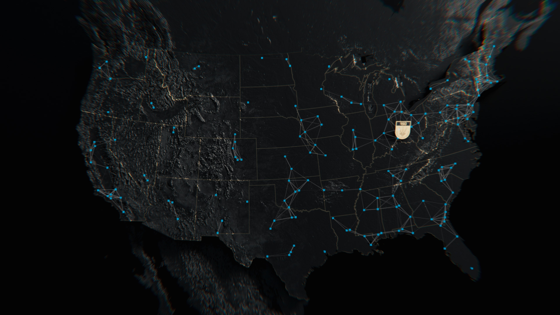 CGI Motion Graphics map os the USA